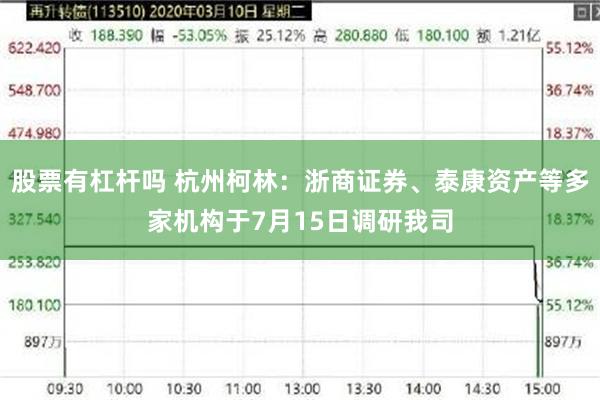 股票有杠杆吗 杭州柯林：浙商证券、泰康资产等多家机构于7月15日调研我司