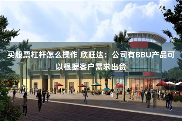 买股票杠杆怎么操作 欣旺达：公司有BBU产品可以根据客户需求出货