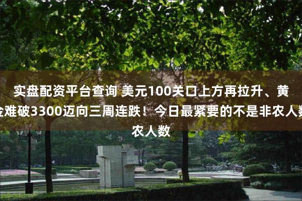 实盘配资平台查询 美元100关口上方再拉升、黄金难破3300迈向三周连跌!今日最紧要的不是非农人数