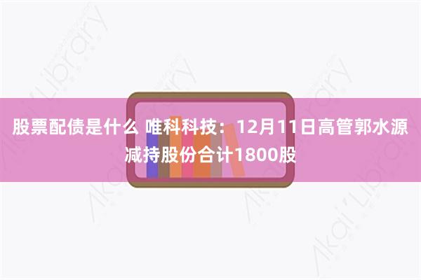 股票配债是什么 唯科科技：12月11日高管郭水源减持股份合计1800股