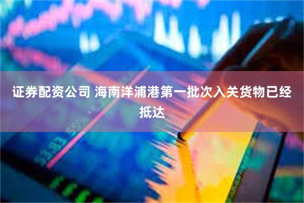 证券配资公司 海南洋浦港第一批次入关货物已经抵达
