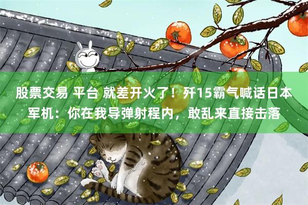 股票交易 平台 就差开火了!歼15霸气喊话日本军机:你在我导弹射程内,敢乱来直接击落