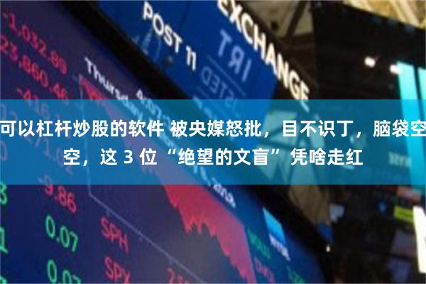 可以杠杆炒股的软件 被央媒怒批，目不识丁，脑袋空空，这 3 位 “绝望的文盲” 凭啥走红