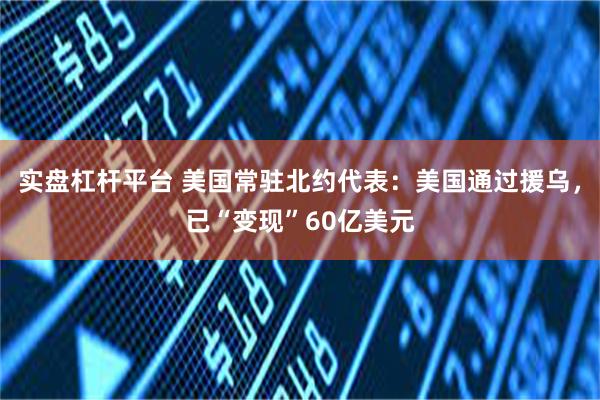 实盘杠杆平台 美国常驻北约代表：美国通过援乌，已“变现”60亿美元