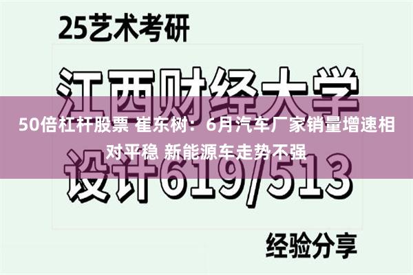 50倍杠杆股票 崔东树：6月汽车厂家销量增速相对平稳 新能源车走势不强