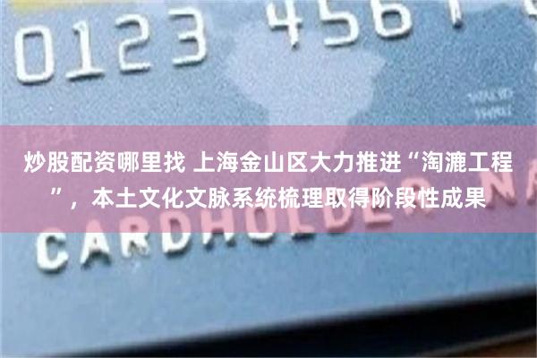 炒股配资哪里找 上海金山区大力推进“淘漉工程”，本土文化文脉系统梳理取得阶段性成果